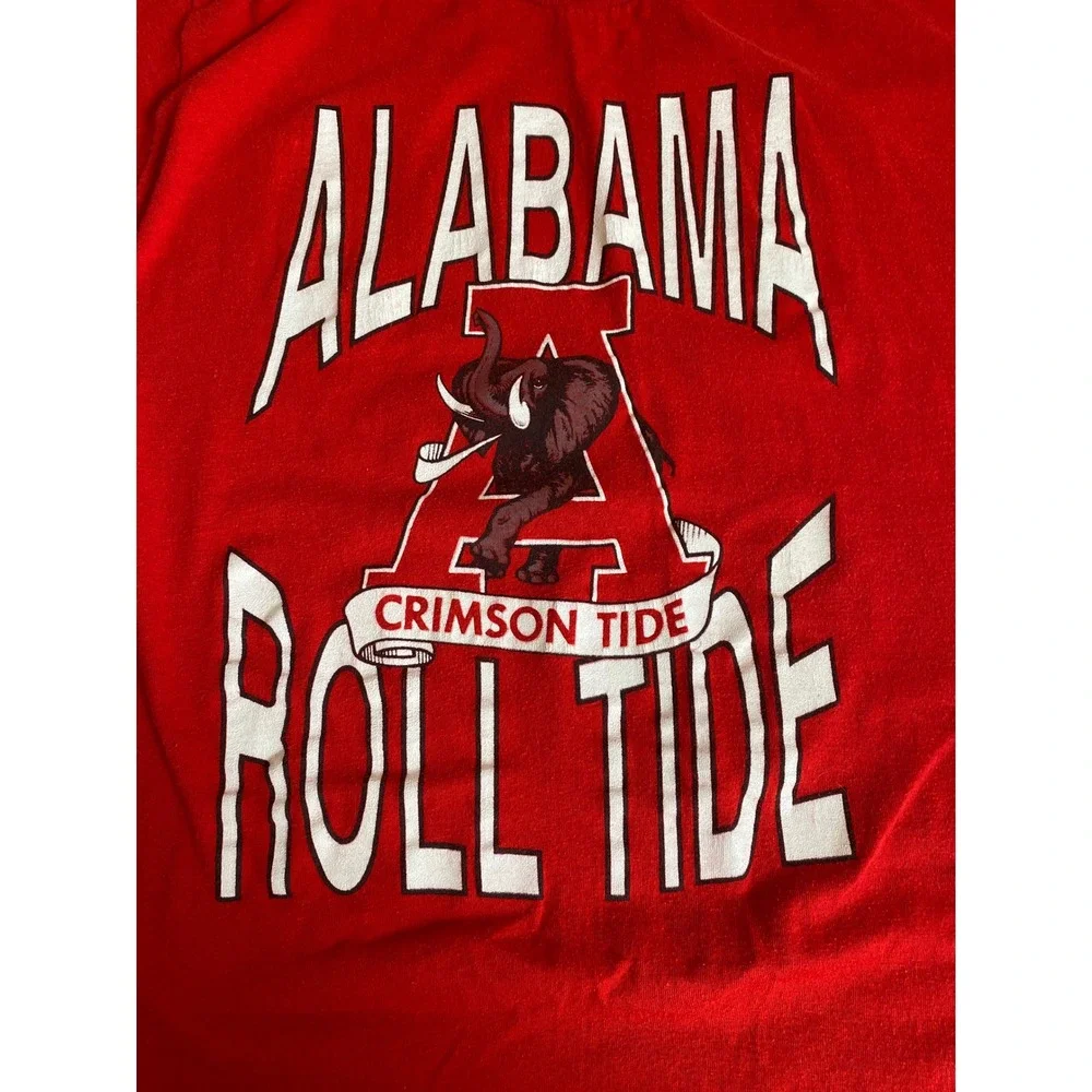 Alabama Crimson Tide Vintage 90s Roll Tide Retro Graphic T Shirt Red Youth LARGE